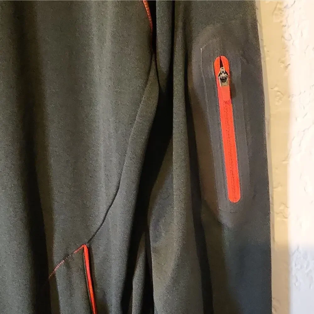 The North Face Men's Track Jacket Full-Zip Knit Stand Collar Black Grey /Red M